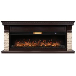 Каминокомплект Royal Thermo Aurora RTFP/P-AR60LS + портал Michigan 60 камень молочный/шпон темный дуб