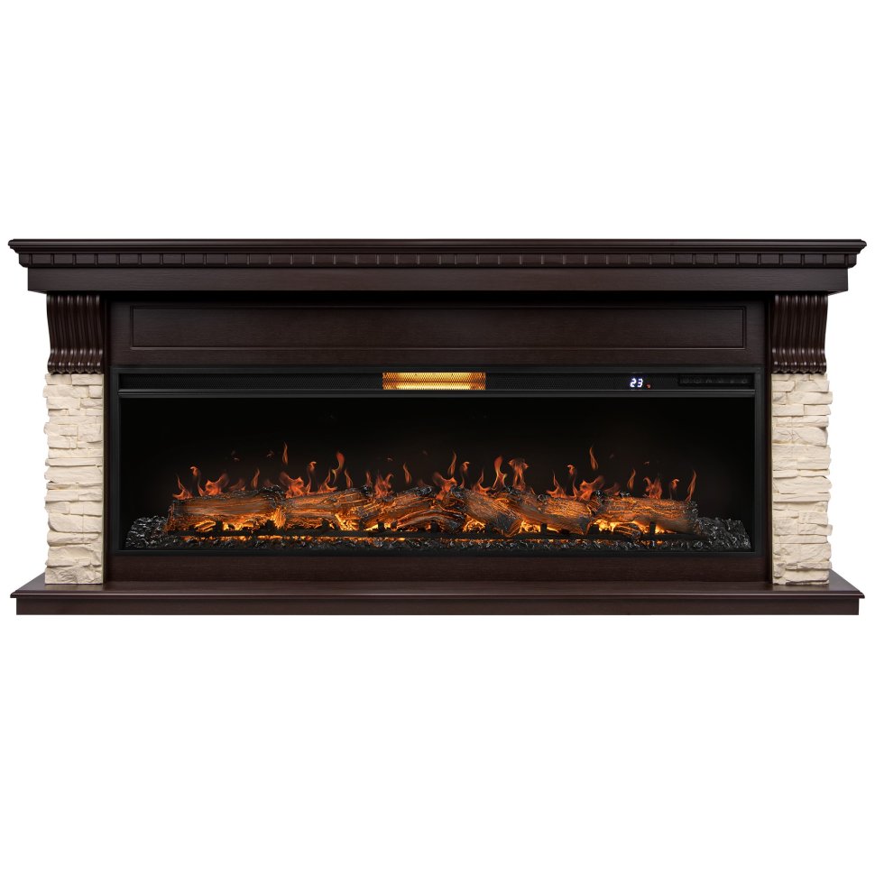 Каминокомплект Royal Thermo Aurora RTFP/P-AR60LS + портал Michigan 60 камень молочный/шпон темный дуб