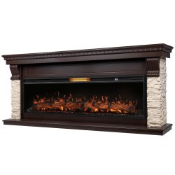 Каминокомплект Royal Thermo Aurora RTFP/P-AR60LS + портал Michigan 60 камень молочный/шпон темный дуб